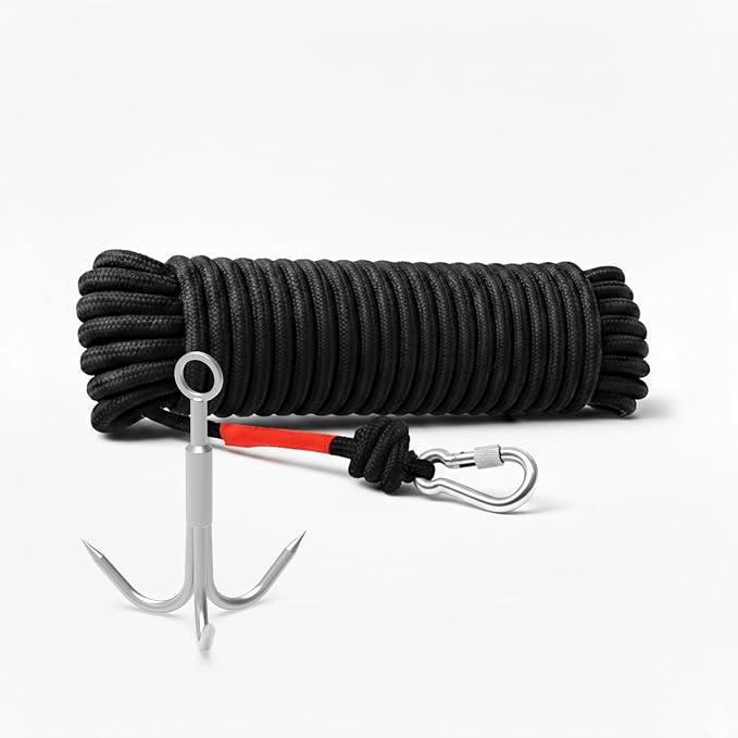 Ant Mag Grappling Hook with Claw Tips - Heavy Duty Stainless Steel Carabiner for Camping, Hiking, Tree Climbing, Water Retrieval & Salvage Operations