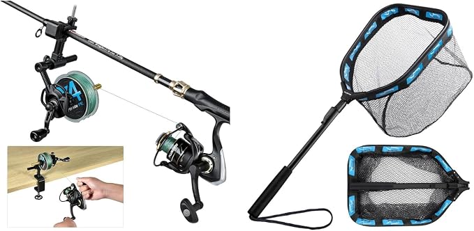 PLUSINNO Fishing Line Spooler,with Floating Fishing Net for Steelhead, Salmon, Fly, Kayak, Catfish, Bass, Trout Fishing