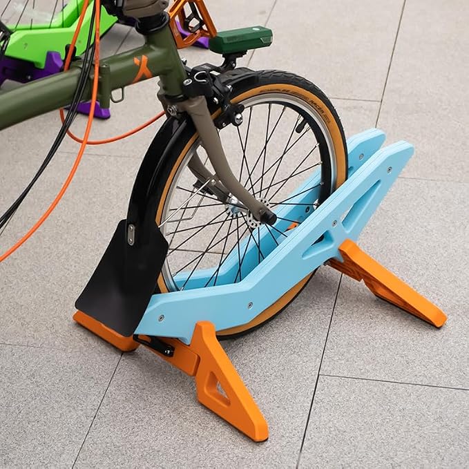 Bike Stand Portable Floor Rack, Blue Orange | Adjustable, Fits 20"-29" Bicycles, Mountain Road Bicycle, Home Garage Parking
