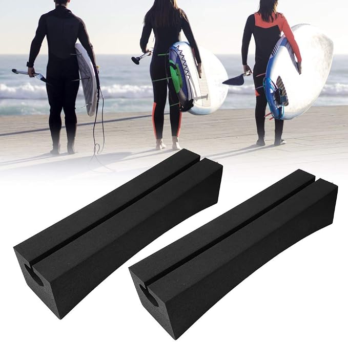 Universal Car Roof Rack for Surfboard Kayaking Stand Up Paddle, Soft EVA Material, Easy to Install and Remove, for Outdoor, Black, 2 Pack