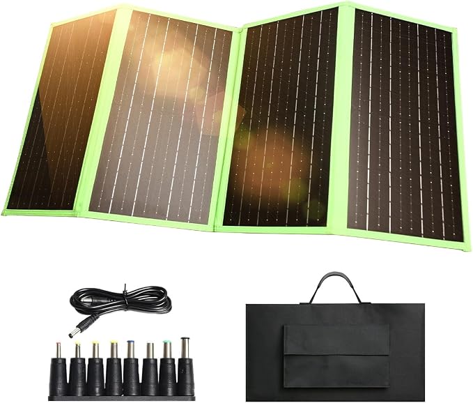 60W Portable Solar Panel Charger with USB-C, USB-A, DC Port, GOLUMU Outdoor IP67 Waterproof Foldable Solar Phone Charger for Camping Hiking Backpacking High Efficiency Cellphones Tablets Fast Charging