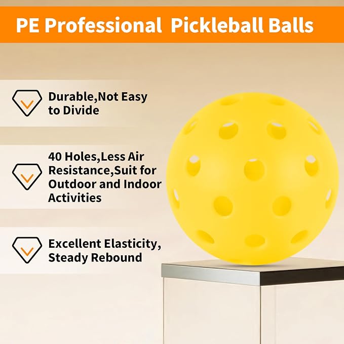 4/6/12/20/50/100 pcs Pickleball Balls,40 Hole Outdoor Pickleball Balls,8mm Precision Drilled-Spaced Pickle Ball Set-Profession Plastic Ball for Pickleballs Paddles and Indoor Floor Sport Court