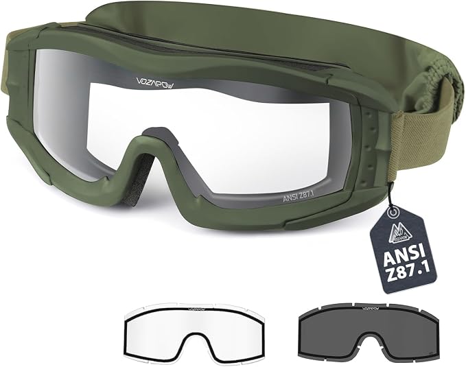 Airsoft Goggles Anti Fog with ANSI Z87.1 Certified, Safety Goggles Impact Resistant, Tactical Shooting Glasses