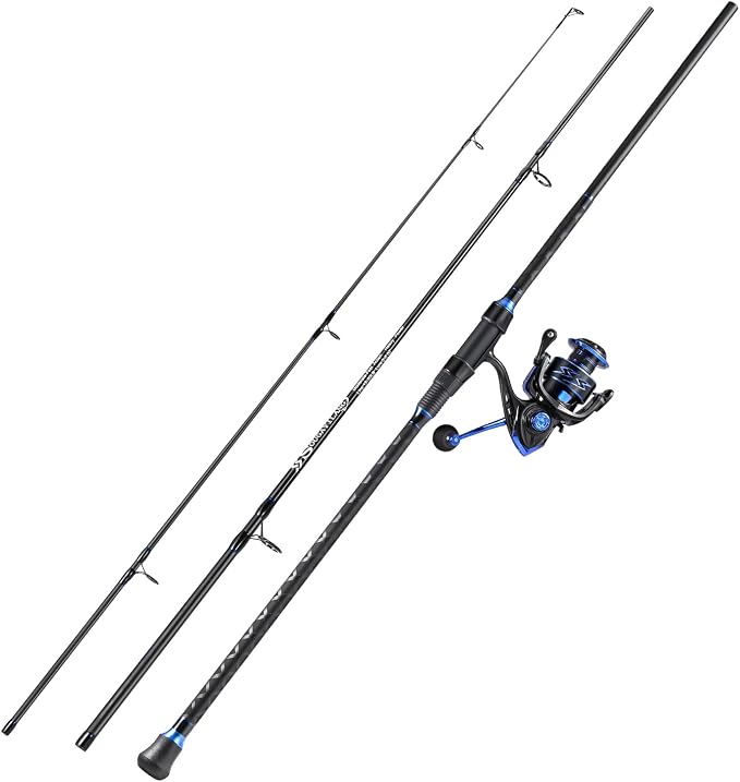 Sougayilang Spinning Reel and 2-Piece Fishing Rod Combo, Durable Graphite & Fiberglass Rod, Split-Grip Cork Handle,Right/Left Handle Position