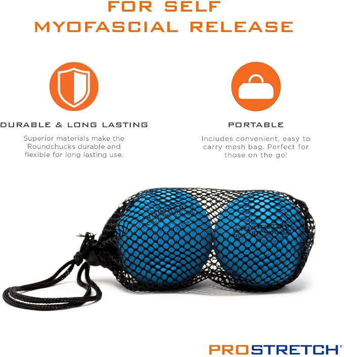 ProStretch Round Chucks, Soft Lacrosse Massage Balls for Myofascial Release, Plantar Fasciitis, and Full Body Deep Tissue Relief, Set of 2