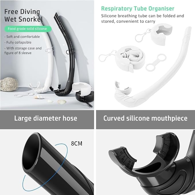 2 Sets Snorkeling Gear for Adults, Snorkel Set Adult Panoramic View, Anti-Leak Anti-Fog Scuba Diving Mask with Mesh Bag, for Portable Professional Diving Snorkeling Set