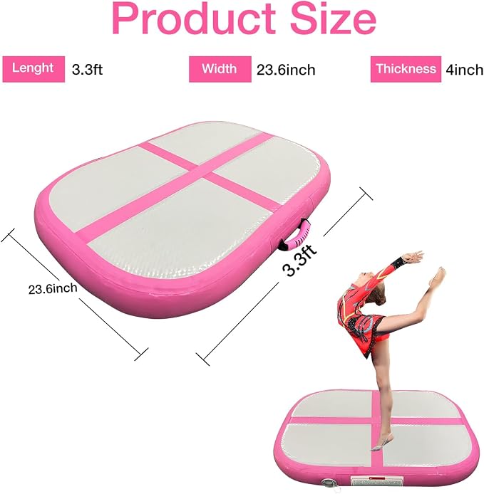 Gymnastics Air Roller Air Barrel Inflatable Tumbling Mat, Tumble Track Backhandspring Mat Gymnastic Equipment with Pump for Yoga Training Cheerleading Home Use