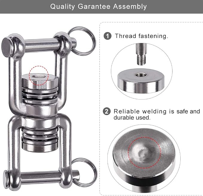 BeneLabel Dual Hanging Rings Hammock Swing Hanger, Swivel Stainless Steel Mounting Bearing Set D Shape Open Loop for Indoor Outdoor Playground Chair Yoga Rope Punching Bag Sandbag