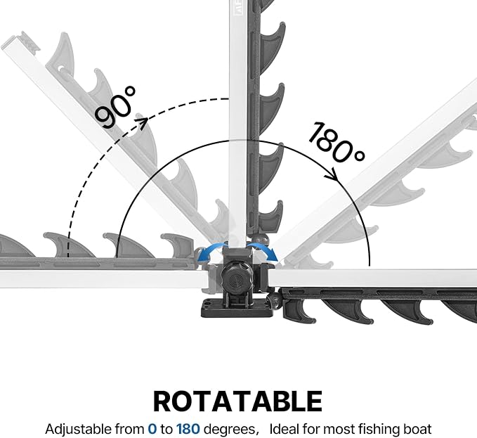 Fishing Rod Holder for Boat, Crappie Rod Holder for Transportation & Storage，180° Adjustable Angler Accessory for Fishing Boat & Pontoon boat (4 Rod)