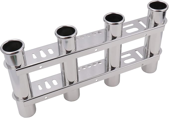 Fishing Rod Holder for Boat, Vertical Wall Mounted Fishing Rod Rack, Stainless Steel Rod Holder for Marine Boat,Fishing Boat, Truck (4 Tubes Upgrade)