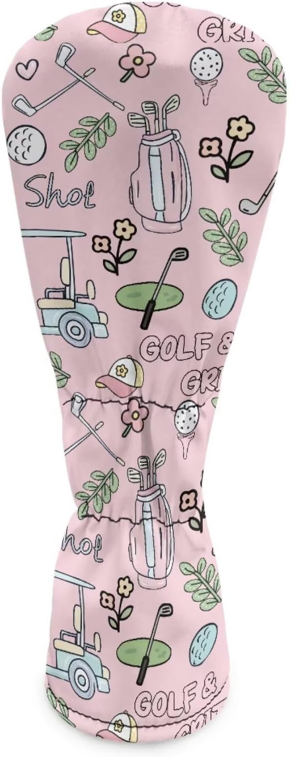 Rnyleeg Golf Club Head Covers for Women Driver Head Cover Leather Fairway Wood Headcover Hybrid Headcovers for Golf Clubs