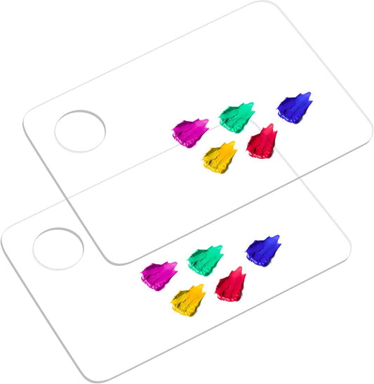 Acrylic Rectangle-Shaped Palette 2pcs 11.8 x 7.9 inches Transparent - Crystal Clear Blend Paint Non-Stick Acrylic Watercolor Oil Paint Mixing Tray - Comfortable to Hold & Easy to Clean for DIY Artist