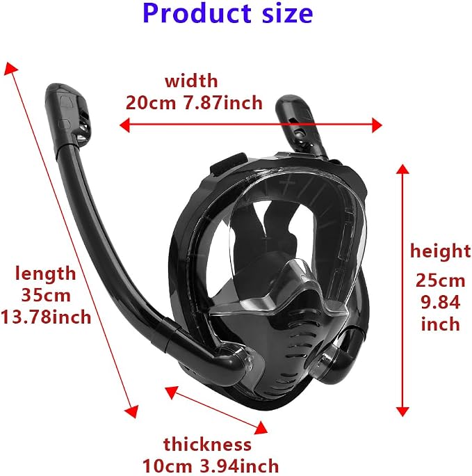 Snorkel Mask,Full face Snorkel Mask,Diving mask,Double Snorkel,Breath Separation,Anti Fog Anti Leak, 180 Degree Ultra Wide Angle,Suitable for Adults and Kids