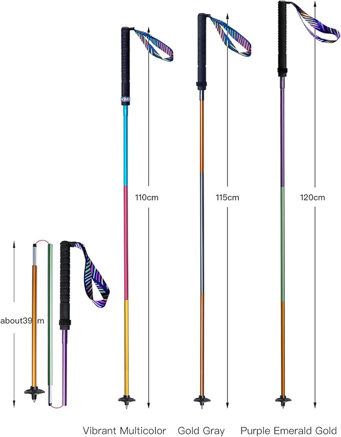 AONIJIE Trail Running Poles 2 Pcs Outdoor Trekking Poles Foldable Aluminum Alloy Sticks Quick Lock Ultralight for Camping Hiking Mountaining Marathon
