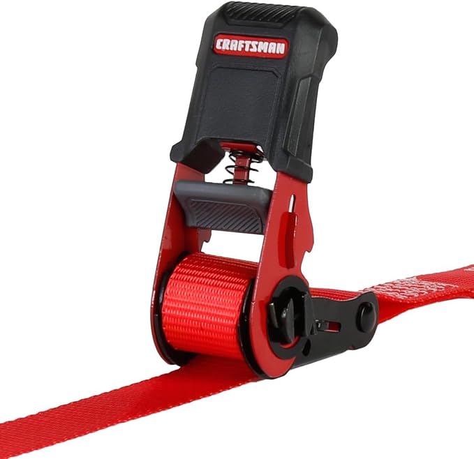 CRAFTSMAN CMXAZBS15004 Black/Red 1" x 12' Ratchet Tie Down Straps - Light/Mid-Weight Duty (1500 lb Break Strength), 4 Pack