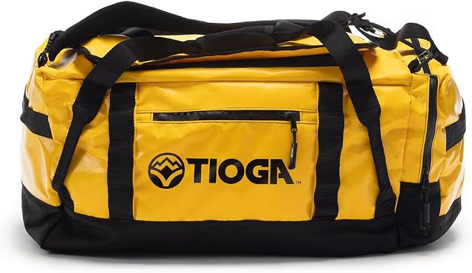 TIOGA Venture Outdoor Duffel Bag with Backpack Straps, Weather Resistant, Rugged Construction, Gear Hauling for Outdoor Adventures, Medium / 50L, Yellow