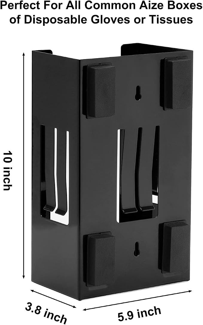 CASOMAN 2-Pack Magnetic Glove & Tissue Dispenser, Black & Red, 8LB Capacity, Wall Mount, Glove Box Holder