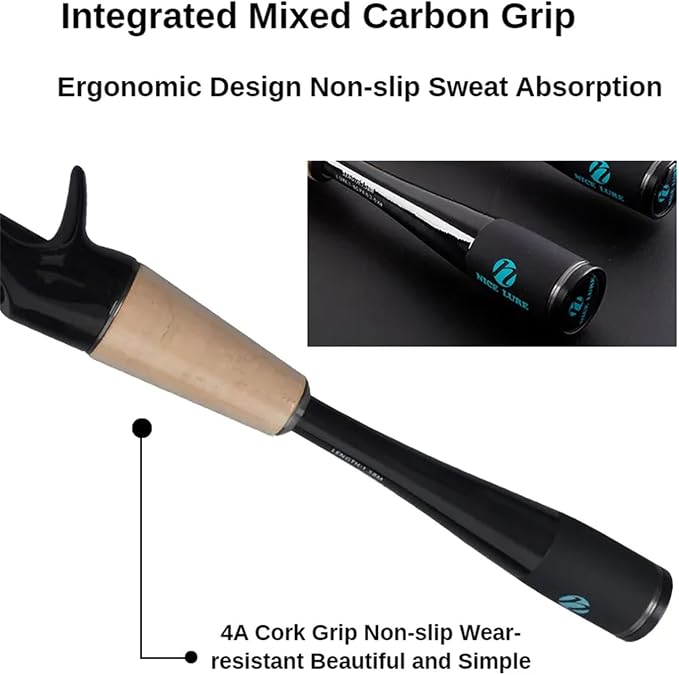 PURELURE Telescopic Fishing Rod Ultralight/Light, Portable Travel Rod 5'9'' | Carbon Fiber Rod Spinning & Casting, FUJI Alconite Ring and Reel Seat, One-Piece Mixed Carbon/4A Cork Handle, Spare Solid Tip