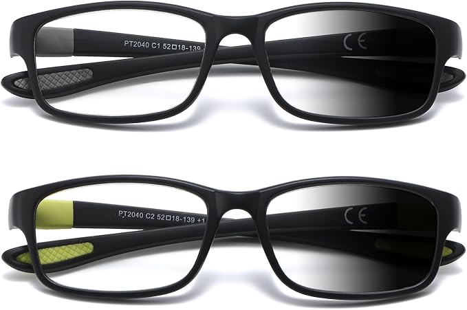 Sport Photochromic Reading Glasses Blue Light Computer Reader Designer Wide Cheater Large Head Tinted Eyeglass PT2040