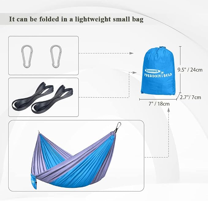Forbidden Road Camping Hammock 400lbs Capacity Portable Hammock for Outside, Backyard, Travel, Backpacking, Beach