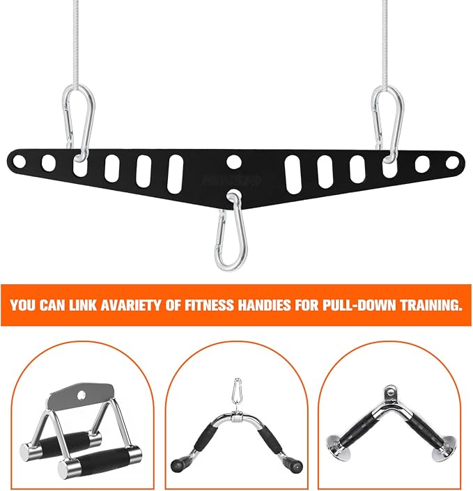 Multi-Grip LAT Pull Down Bar for Home Gym Fitness, Spreader Plate LAT Pulldown Attachments for Pulley System Cable Machine, Double to Single Cable Attachment Exercise Handle