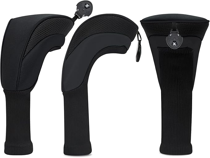 Golf Club Head Covers for Woods 3/4/5/6 Pieces Long Neck Mesh Sports Golf Club Headcovers Set with Interchangeable No. Tags 3 4 5 6 7 X Golf Accessories for Men Women