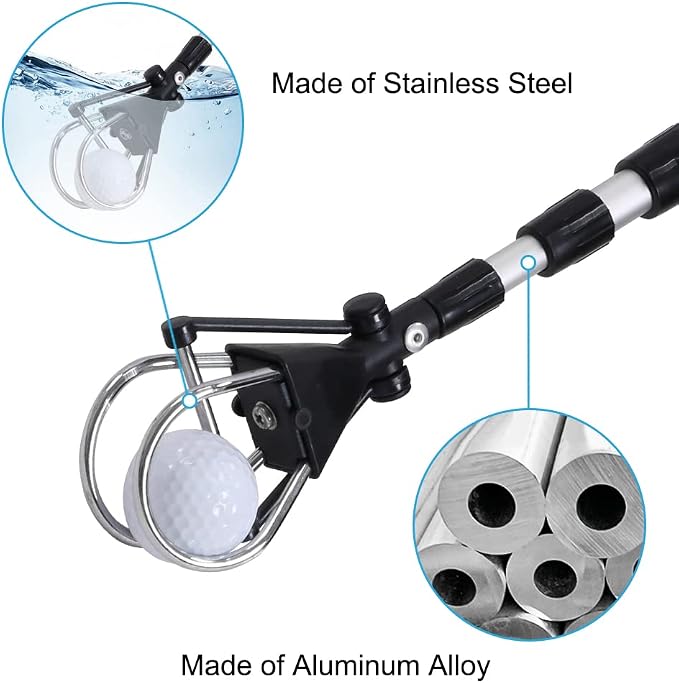 HOW TRUE Golf Ball Retriever, 12ft 15ft 18ft Aluminum Alloy Golf Ball Retriever Telescopic for Water Golf Ball Picker Grabber Golf Accessories Golf Gift