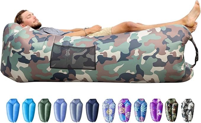 AlphaBeing Inflatable Lounger Beach Chair Accessories, Air Sofa Hammock Inflatable Couch for Camping Backyard Lakeside with Compression Sacks, Ideal Outdoor Gifts for Adults