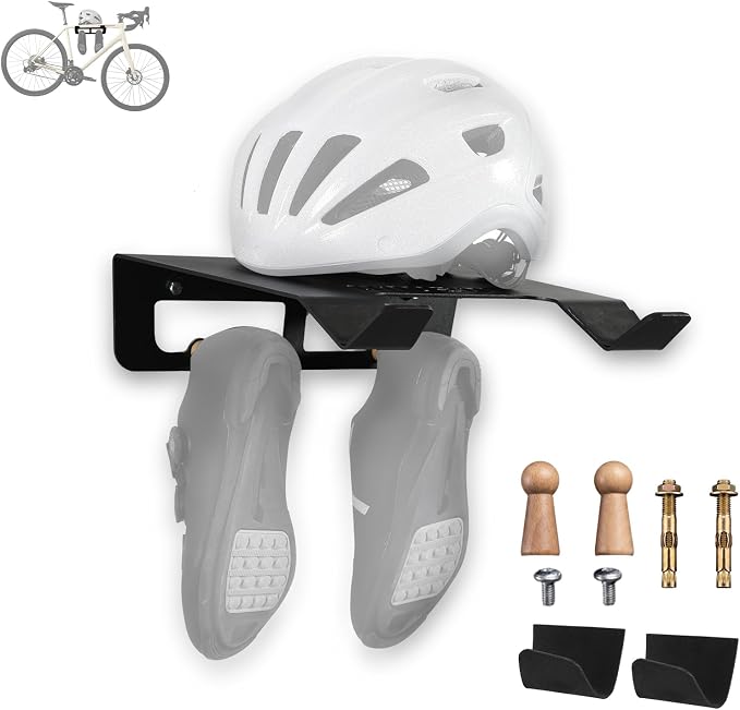 Bike Wall Mount Rack Indoor Bike Storage Garage Bike Rack Wall Mount with Shelf and Hooks Store Your Helmet and Shoes Heavy-Duty Adjustable Bike Hanger for a Single Road, Mountain Bicycle