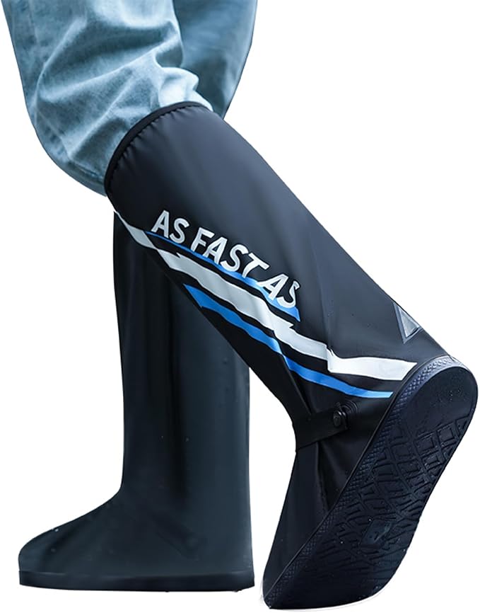 Waterproof Rain Shoe Covers Reusable Anti-Slip and Reflector Portable Motorcycle Rain Boots for Men Women