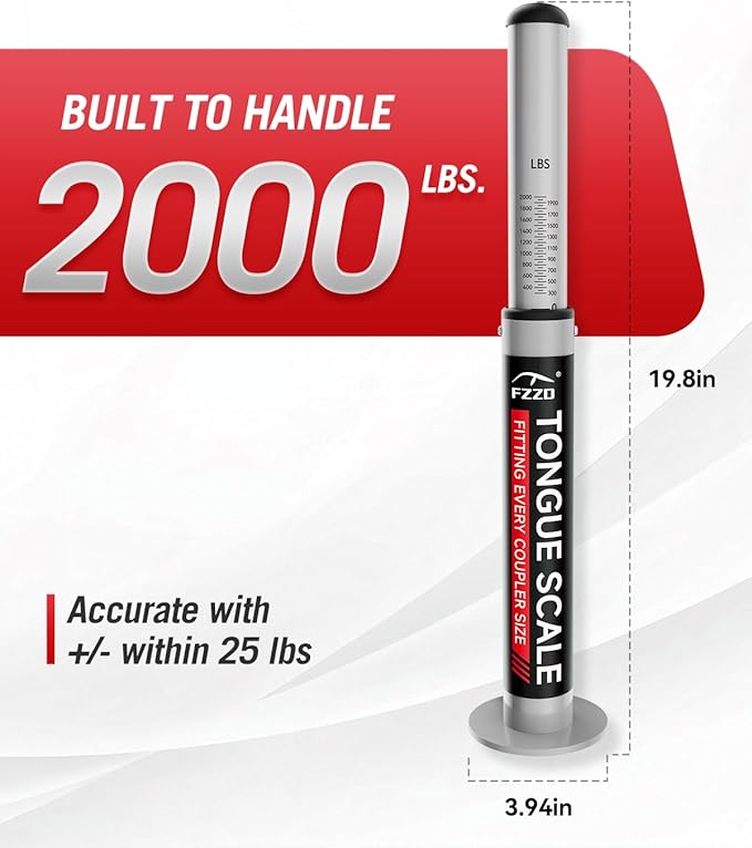 FZZD Trailer Tongue Weight Scale, 2000 lbs Max Weight Capacity, for RV, Boat, Travel Trailers, Gray