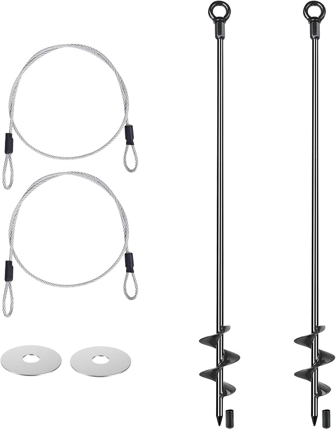 2 Pcs 30" Ground Anchors Shed Anchors Kit Heavy Duty 12mm Solid Steel, Triple-Turn Helix Earth Anchors for Sheds, Carport, Canopy, Gazebo, Trampoline, Mobile Home