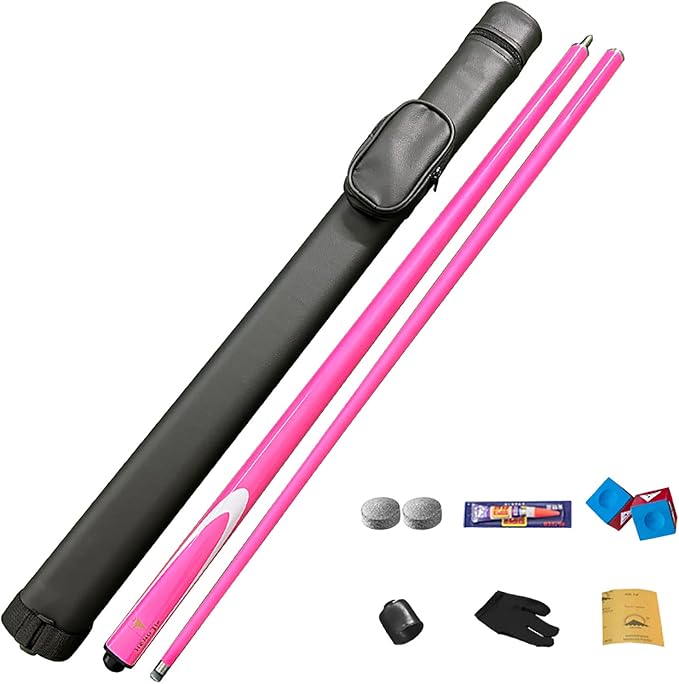 Carbon Fiber Pool Cue Stick 9.5mm Low Deflection Billiard Cue Set with Case Accessories Professional Snooker Table Cue for Home Bars Pool Halls, Pink3