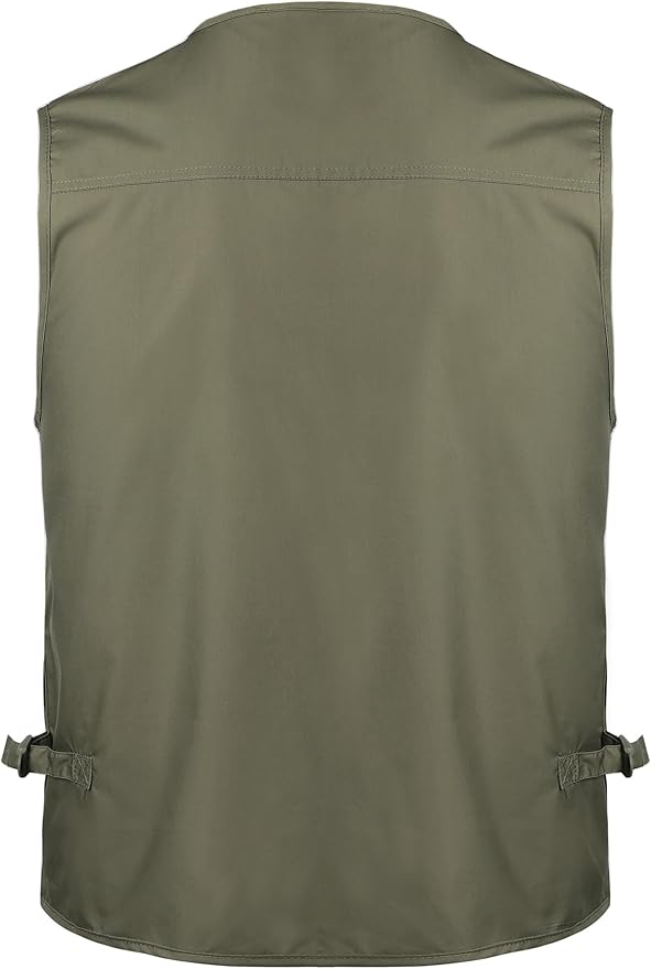 Flygo Men's Fishing Vest Utility Lightweight Outdoor Travel Safari Photo Cargo Vest with 16 Pockets