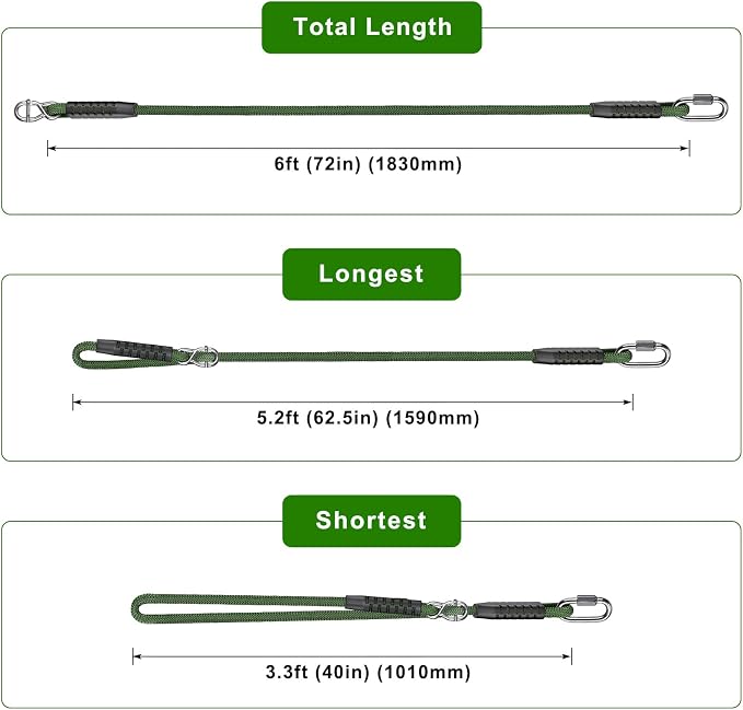 SELEWARE 6ft Adjustable Tree Swing Rope Hammock Straps Hanging Kit - Fast & Easy Install for Hammock Chair, Tire Swing - Indoor/Outdoor Playground Accessories - Green, 2 Pack