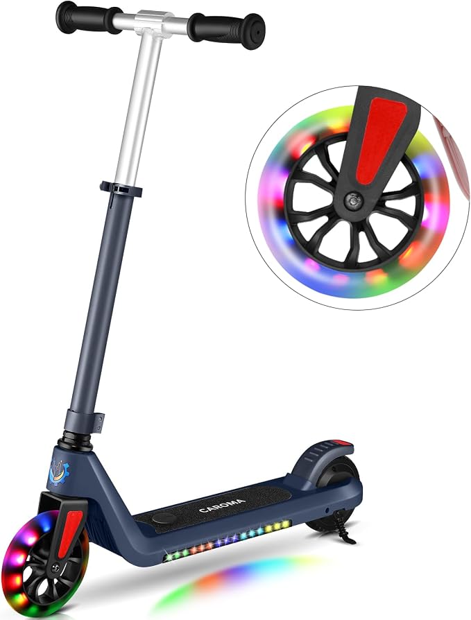 Caroma Electric Scooter for Kids Ages 6-14, 120W Motor & 15 Mph, 85 Mins Ride Time, Adjustable Height & Speed, LED Display, Kids Electric Scooter, Best Gifts for Boys & Girls