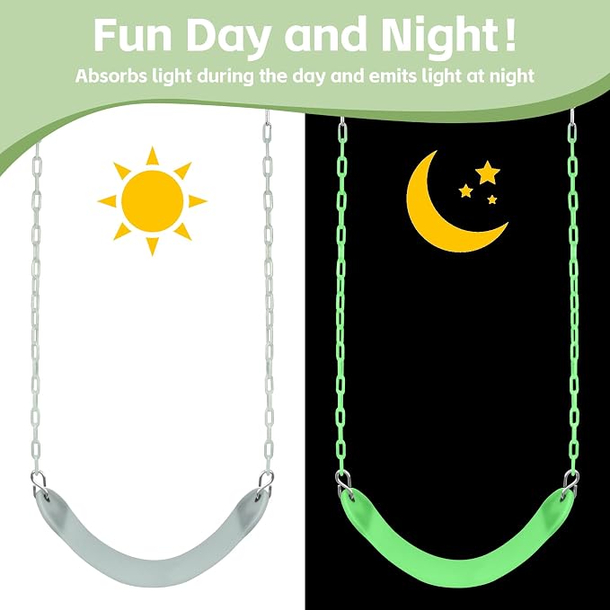 Heavy Duty 66 Inches Chain Plastic Coated Swing Seat Replacement Swing Set Accessories Outdoor Glow in The Dark