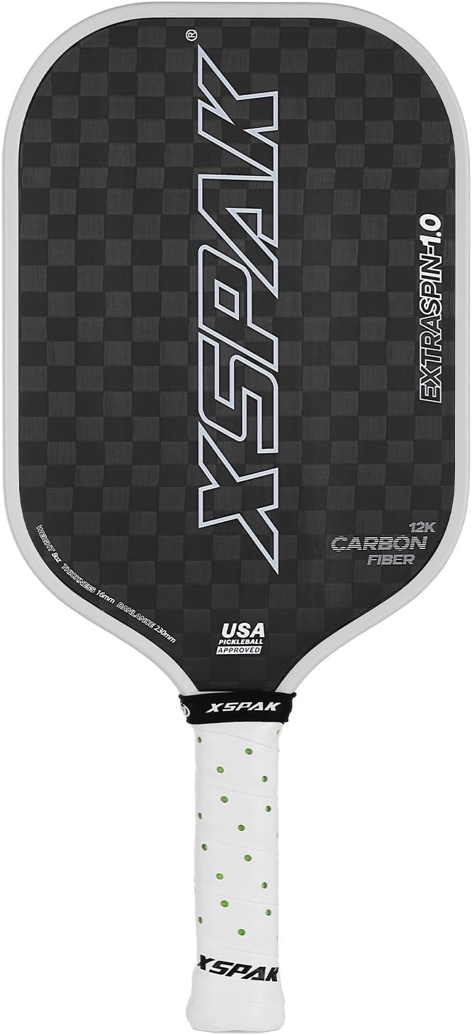 12K Carbon Fiber Pickleball Paddles, USAPA Polypropylene Honeycomb Paddle with Cushion Comfort Grip, SPIN2.0 World Champion Surface Technology Options Pickleball Racket