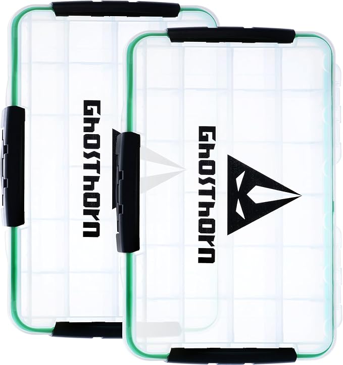 Ghosthorn Waterproof Fishing Tackle Box Organizer 3700 Lure Storage 2 Pack | Clear Tackle Organizer with Removable Dividers for Lures, Hooks and Fishing Gear Portable 3600/3700 Storage Boxes Trays