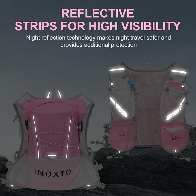 IX INOXTO Running Vest Hydration Backpack, Lightweight Running Backpack Hydration Pack with 1.6L Water Bladder Daypack for Trail Running Hiking Cycling Race Marathon for Women Men