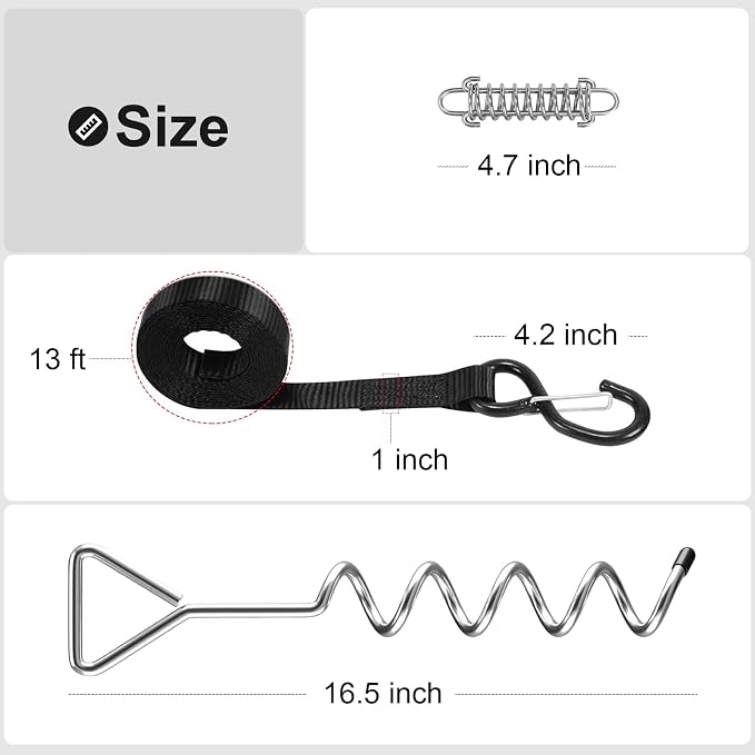 RV Awning Tie Down Kit for Wind-Proof - WanDwel Heavy Duty Camper Anchors Canopy Support Part with Shock Absorbing Spring & 13ft Ratchet Straps for Outdoor Travel Trailer Accessories Set