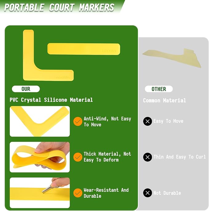 Hikeen Court Lines Marker Kit Anti-Slip and Wind-Resistant Throw Down Markers 28pcs or 84pcs, Pickleball Net Court for Outdoor Indoor Court