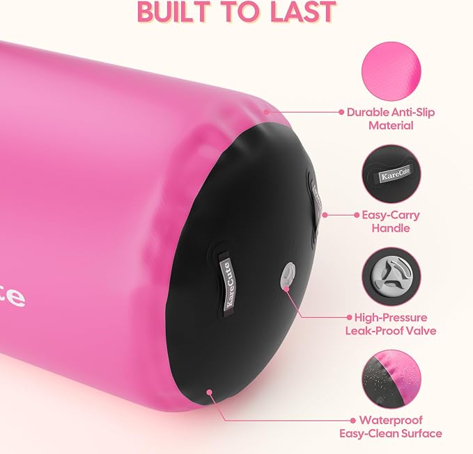 Gymnastics Air Barrel Roller, Inflatable Octagon Tumbling Mat, Tumble Track Equipment for Kids, Cheerleading & Back Handspring Training for Home Gym without Pump