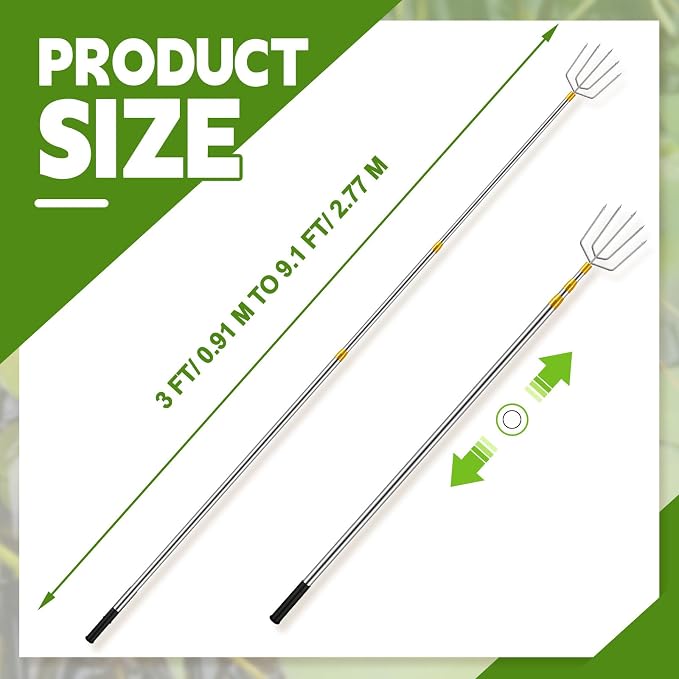 MorningRo 2 Pcs Stainless Steel Telescopic Fish Gaff with 5 Teeth Assorted Harpoons Barbed Retractable Spear Gig Gaff Fishing Gaffs Frog Gig for Fishing Hook Harpoon Hunting Frog Mole