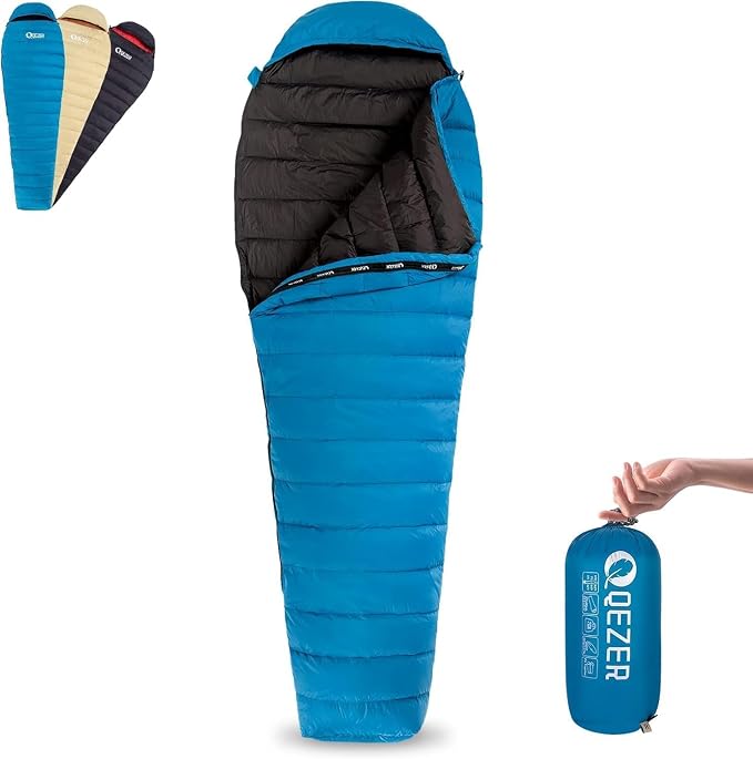 Ultralight Down Sleeping Bag for Adults with 600 Fill Power, Compact All Seasons Sleeping Bag for Backpacking, Hiking and Camping