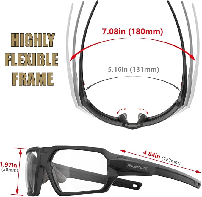 HTS HUNTERSKY Ballistic Tactical ANSI Z87.1+ Impact Protection Anti Fog Shooting Glasses Military Grade Airsoft Range