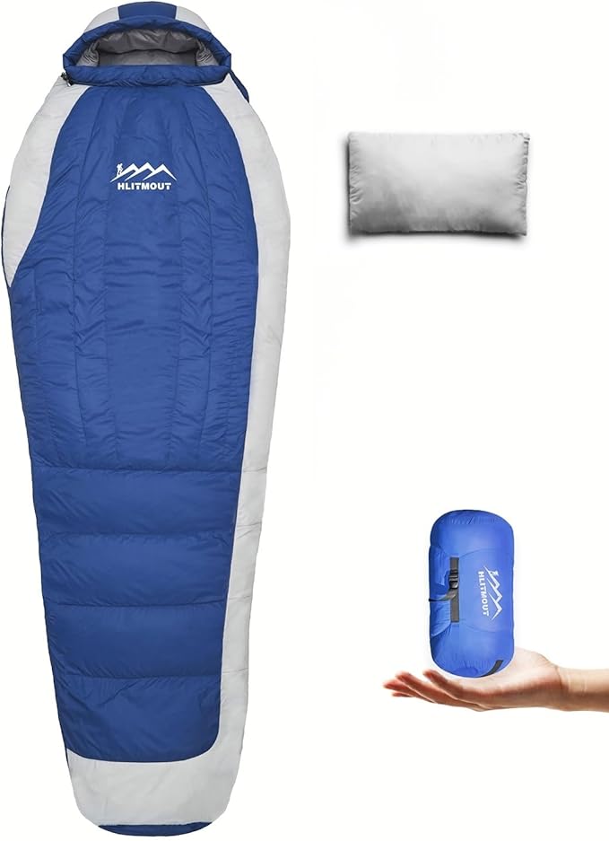 Down Sleeping Bag with Pillow, 0°F 20°F 32°F Regular and XL Compact Lightweight Sleeping Bag for Adults,Teens Backpacking,Camping and Hiking Outdoor