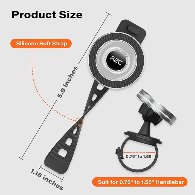 A2C Phone Holder for Peloton Bike, Stroller Phone Holder with Strong Magnets, Adjustable Strap Phone Mount for Shopping Cart, Treadmill, Golf Push Cart, Exercise Bike, Compatible with iPhone & Android