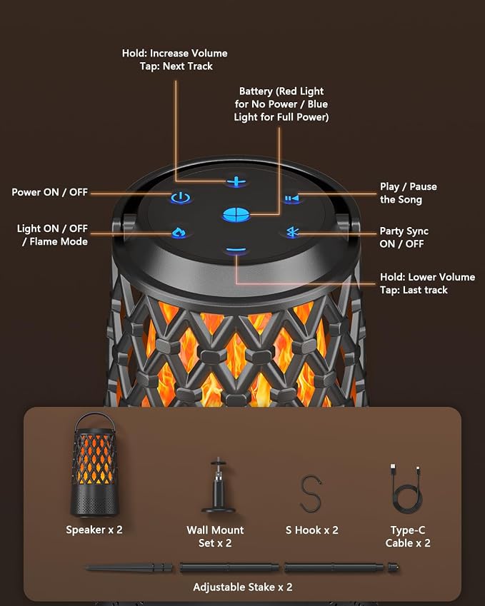 2026 Outdoor Speakers, Gift for Men, Bluetooth 5.3 Speakers Wireless IPX6 Waterproof, Auto-Pairing, Multi-Sync Up to 100-Speaker, Portable for Party Patio Deck Porch Backyard RV, Cool Gadget for Him