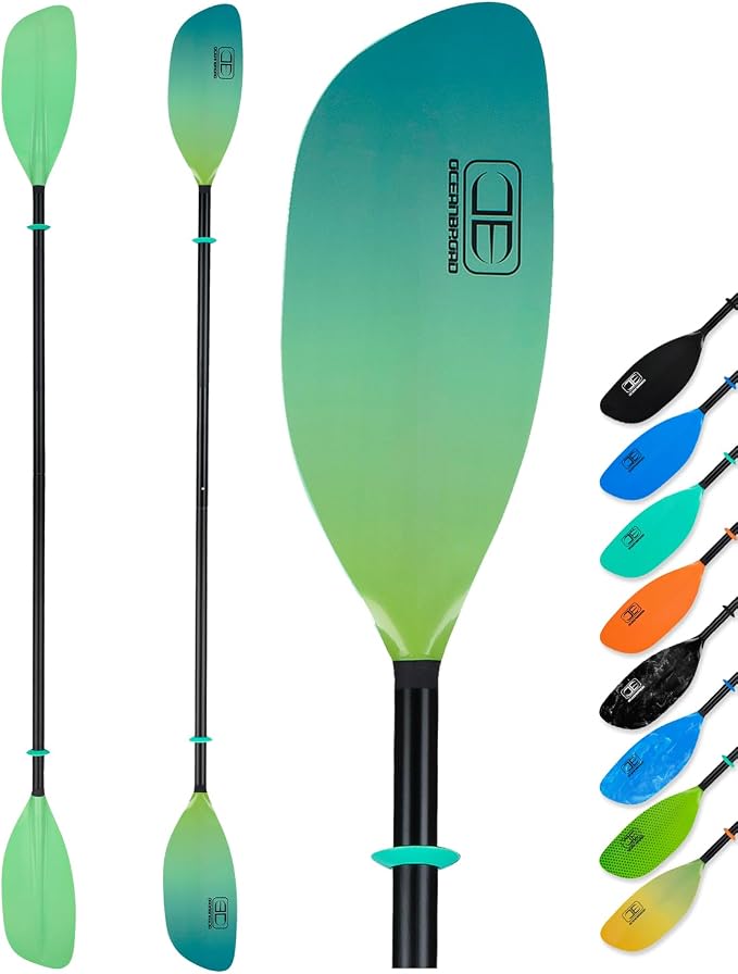 OCEANBROAD Kayak Paddle 86in/218cm, 90.5in/230cm Alloy Shaft 2-Piece Floatable Kayak Oar for Kayaking Canoeing Boating